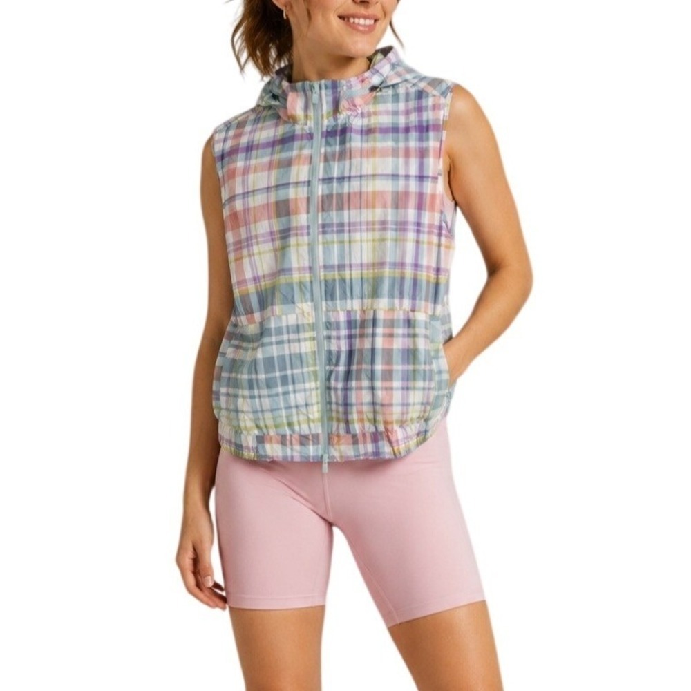 Mono B Twee Preppy Sporty Blokecore Pastel Plaid Nylon Lightweight Running Vest